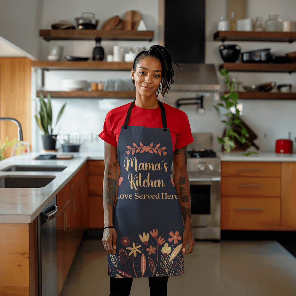 Mama's kitchen - love served here apron for mom grandma