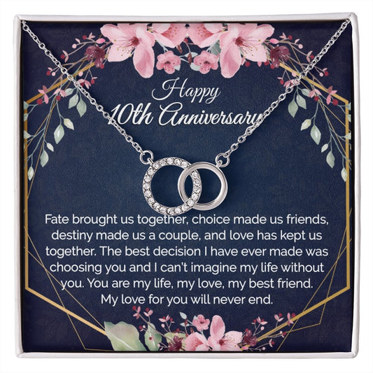 10th Anniversary Gift For Wife, Dainty Circles Necklace for Her - Meaningful Cards