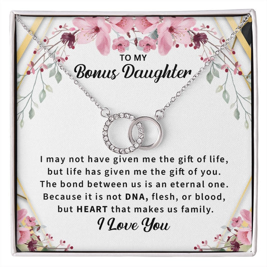 14k White Gold Necklace for Bonus Daughter, Stepdaughter - Meaningful Cards