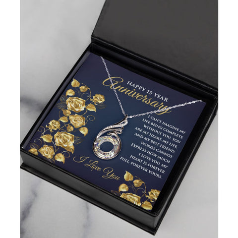 15th Wedding Anniversary Rising Phoenix Silver Necklace Blue - Meaningful Cards