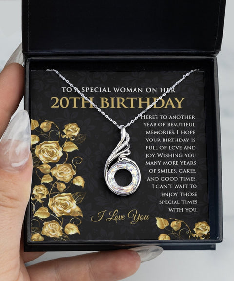 20th Birthday Sterling Silver Crystal CZ Pendant Necklace for Women - Meaningful Cards