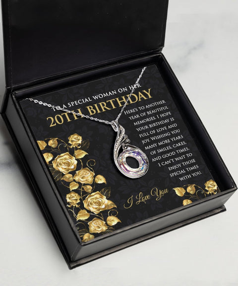 20th Birthday Sterling Silver Crystal CZ Pendant Necklace for Women - Meaningful Cards