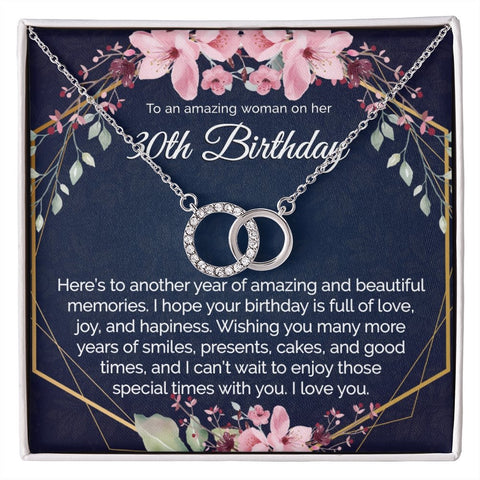 30th Birthday Gift For Her, Dainty Circles Necklace Minimalist Jewelry - Meaningful Cards
