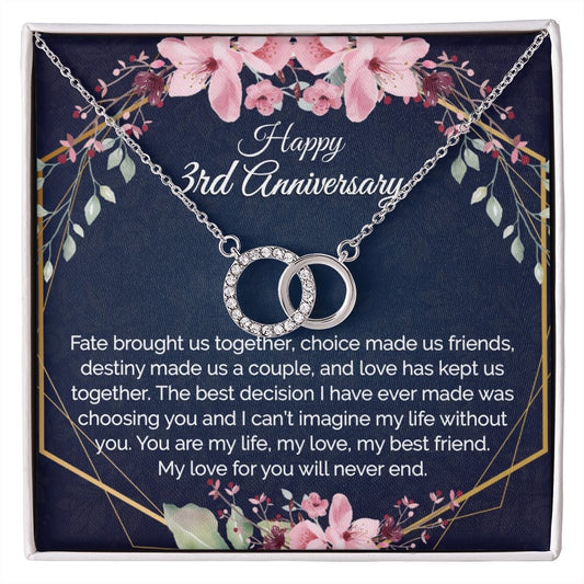 3rd Anniversary Gift For Wife, Dainty Circles Necklace for Her - Meaningful Cards