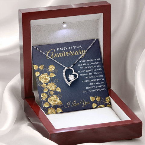 45th Wedding Anniversary Heart Pendant Necklace for Wife Anniversary Gift for Her - Meaningful Cards