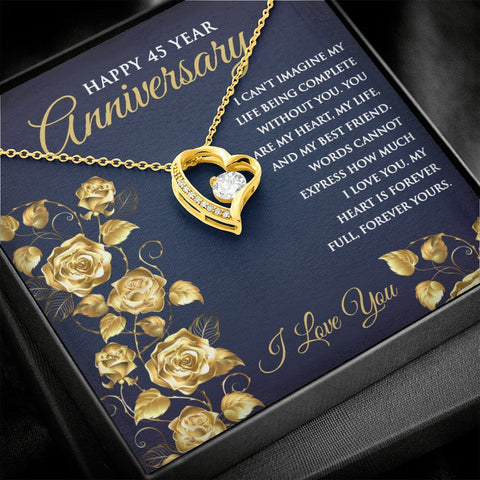 45th Wedding Anniversary Heart Pendant Necklace for Wife Anniversary Gift for Her - Meaningful Cards