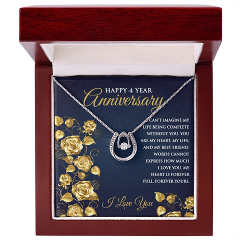 4th Wedding Anniversary Pendant Necklace for Wife - Meaningful Cards