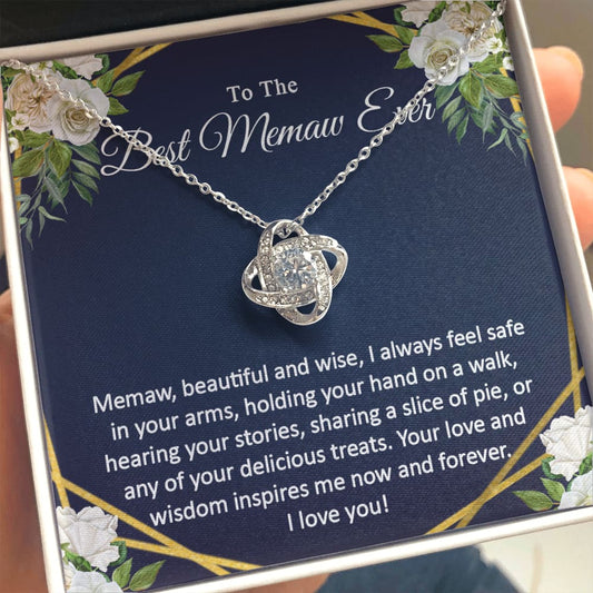 Love Knot Best Memaw Ever Birthday Necklace - Meaningful Cards