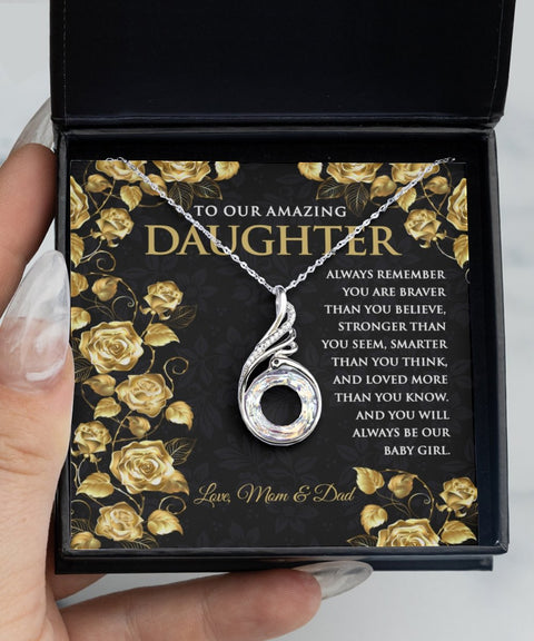 Daughter Solid Silver Necklace Gift Our Baby Girl Thoughtful Message - Meaningful Cards™