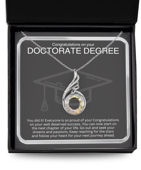 Doctorate degree graduation necklace for her, phd, dds, dpt graduation gifts, congratulations grad card, happy graduation card - Meaningful Cards