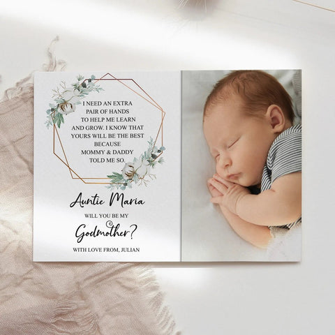EDITABLE will you be my godmother printable download template - Meaningful Cards