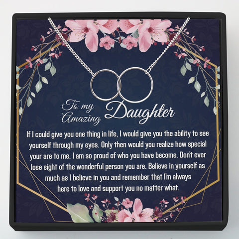 Gift for Daughter - Interlocking Circles Necklace - Meaningful Cards