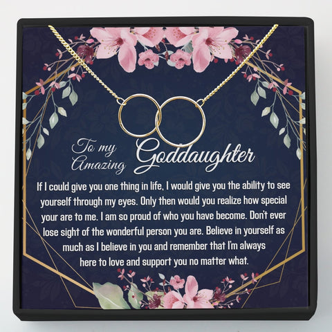 Gift for Goddaughter - Interlocking Circles Necklace - Meaningful Cards