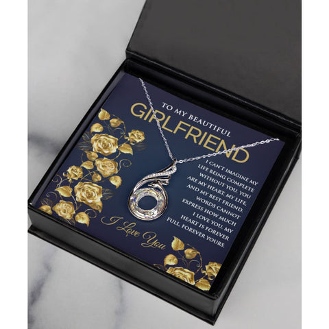 Solid Silver Crystal CZ Necklace for Girlfriend - Meaningful Cards