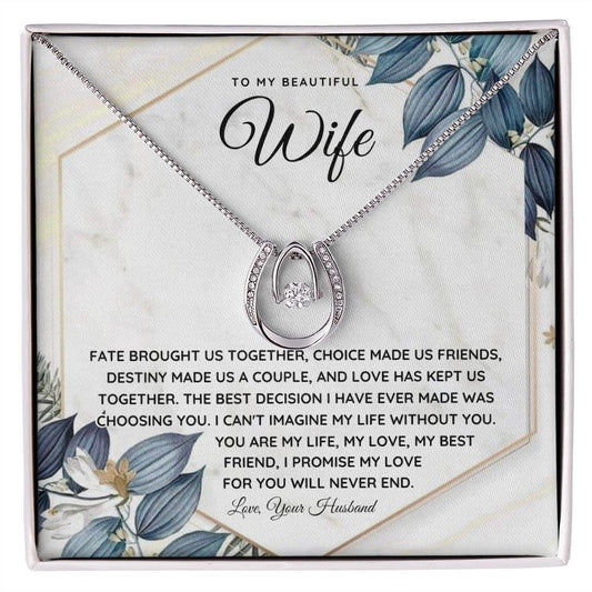 Sentimental to my wife necklace with romantic message card