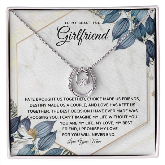 Sentimental to my girlfriend necklace with romantic message card