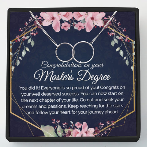 Masters Degree Gift - Interlocking Circles Necklace Silver or 14k Gold - Meaningful Cards