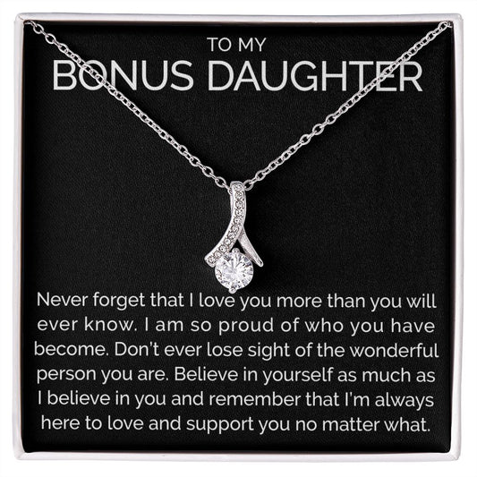 Meaningful To my bonus daughter necklace with thoughtful message - Meaningful Cards