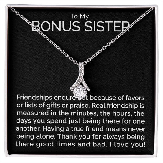 Meaningful To my bonus sister necklace with thoughtful message - Meaningful Cards