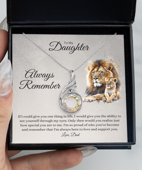 To my daughter from dad - lion theme - sterling silver pendant necklace gift