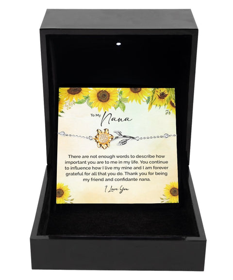 Nana Sunflower Bracelet, Nana Gift for Christmas, Birthday Gift for Nana, Sentimental Nana Gift, Special Unique Nana Gift - Meaningful Cards