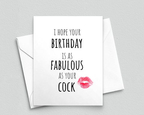 Naughty Birthday Fabulous As Your Cock - Meaningful Cards