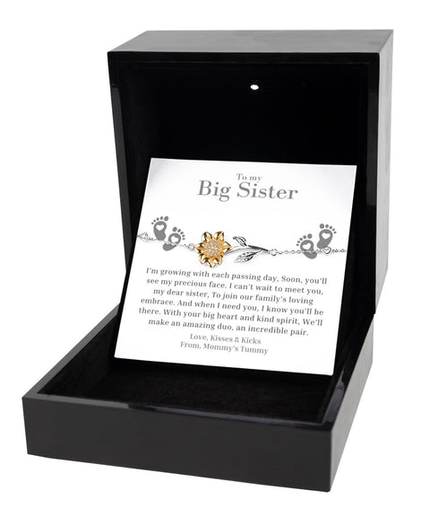 New Big Sister Sunflower Bracelet, Big Sister Gift for Baby Shower, Big Sister Gifts from New Baby, Gifts for the New Big Sister - Meaningful Cards