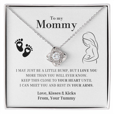 New Mom Gift, Mom To Be, Gifts For Pregnant Mother, Pregnant Mom, Gift for Mommy To Be at Baby Shower, Love Knot Necklace - Meaningful Cards