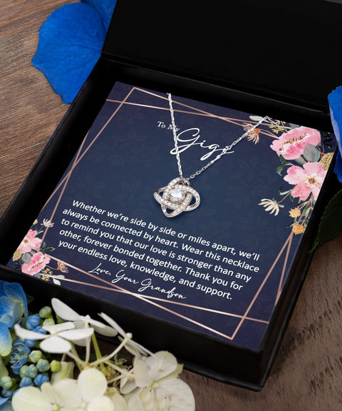 Sentimental to my gigi gift from grandson sterling silver love knot necklace - Meaningful Cards