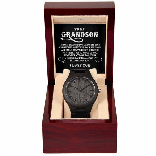 Sentimental to my Grandson gift - Wooden Watch Leather Band - Meaningful Cards