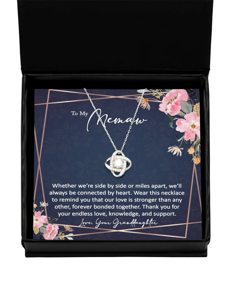 Sentimental to my memaw gift from granddaughter sterling silver love knot necklace - Meaningful Cards