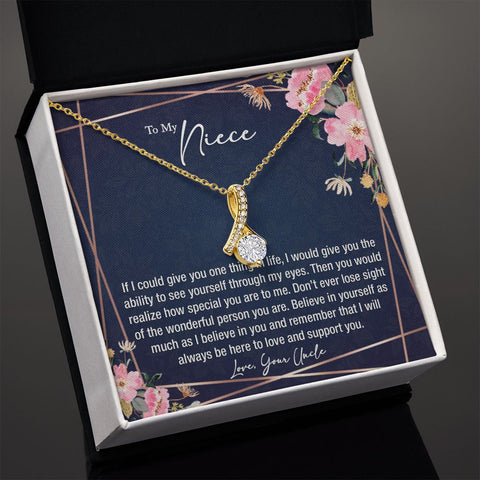 sentimental to my niece gift from uncle - alluring beauty gold necklace - Meaningful Cards