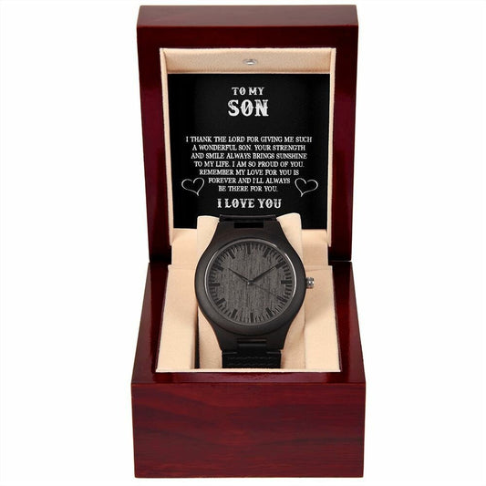 Sentimental to my Son gift - Wooden Watch Leather Band - Meaningful Cards