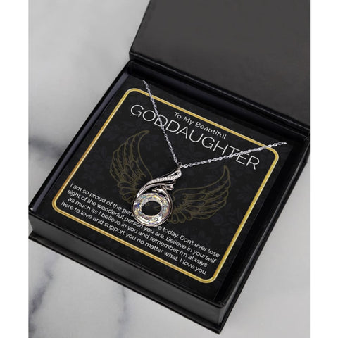 Sterling Silver Crystal CZ Necklace for Goddaughter - Meaningful Cards