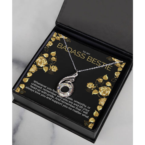 Badass Bestie Best Friend BFF Necklace Gift - Meaningful Cards