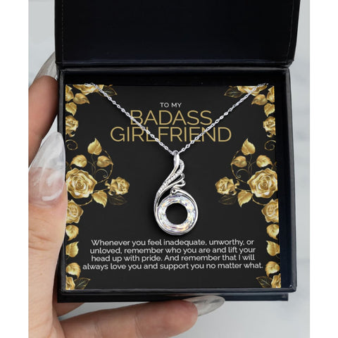 Badass Girlfriend Rising Phoenix Silver Necklace - Meaningful Cards