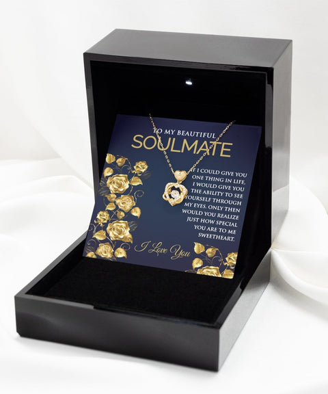 To my beautiful soulmate heart knot pendant necklace 14k gold - Meaningful Cards