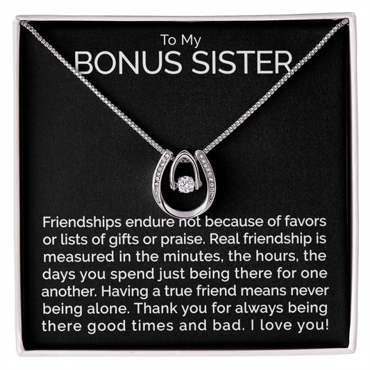 To my bonus sister wishbone dancing cz necklace - Meaningful Cards