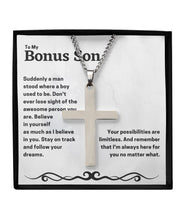 To my bonus son silver cross necklace unique gift for adopted son, thoughtful gift for stepson - Meaningful Cards