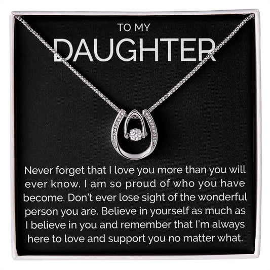 To my daughter wishbone dancing cz necklace - Meaningful Cards