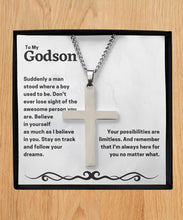 To my godson silver cross necklace unique gift for godson, thoughtful gift for godson - Meaningful Cards