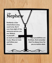 To my nephew black cross necklace unique gift for nephew, thoughtful gift for nephew - Meaningful Cards