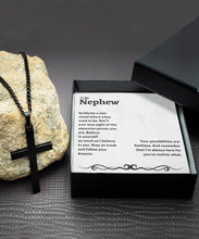 To my nephew black cross necklace unique gift for nephew, thoughtful gift for nephew - Meaningful Cards