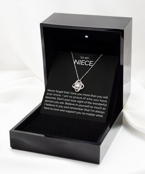 To my niece sterling silver love knot necklace - Meaningful Cards