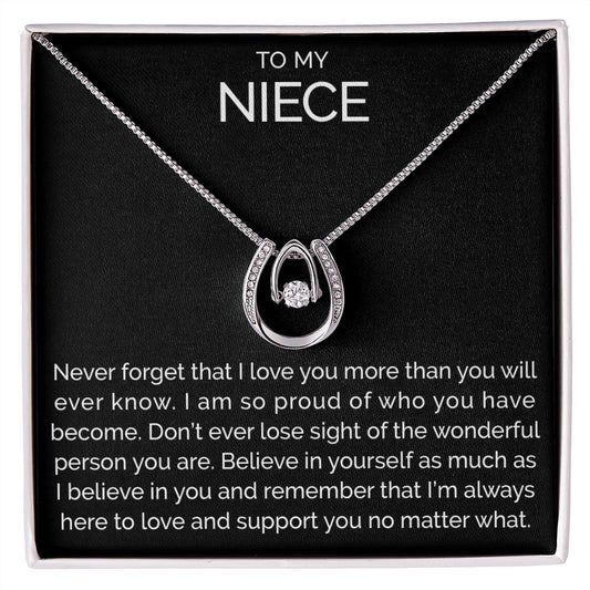 To my niece wishbone dancing cz necklace - Meaningful Cards