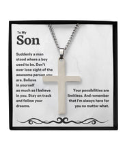 To my son silver cross necklace unique gift for son, thoughtful gift for son - Meaningful Cards