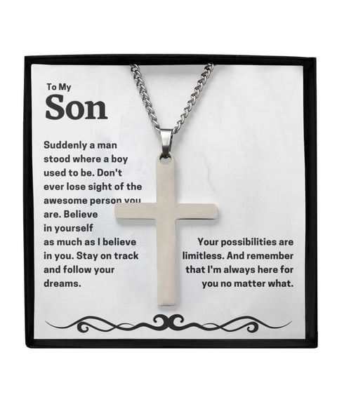 To my son silver cross necklace unique gift for son, thoughtful gift for son - Meaningful Cards