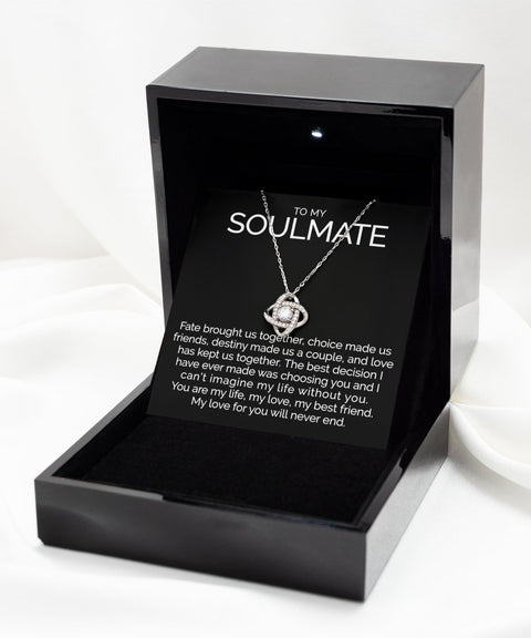 To my soulmate sterling silver love knot necklace - Meaningful Cards