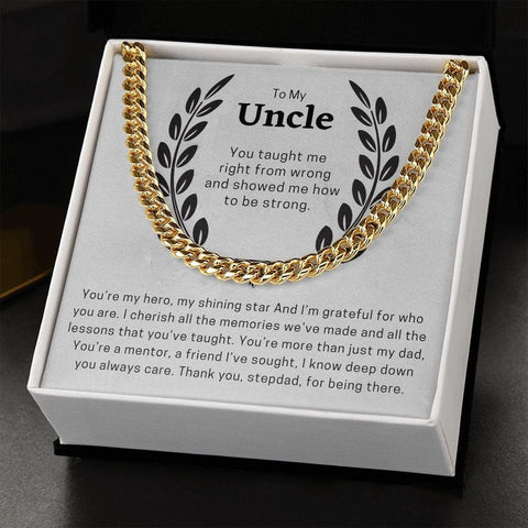 To My Uncle Cuban Chain Necklace for Him, Thoughtful Birthday Gifts for Men, Best Jewelry for Men, Sentimental Gift for Uncle - Meaningful Cards