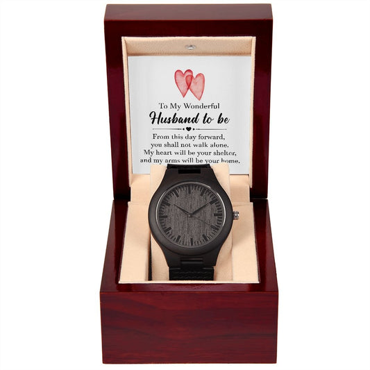 Wooden Watch Wedding Day Gift for Fiancé - Future Husband Gift - Meaningful Cards